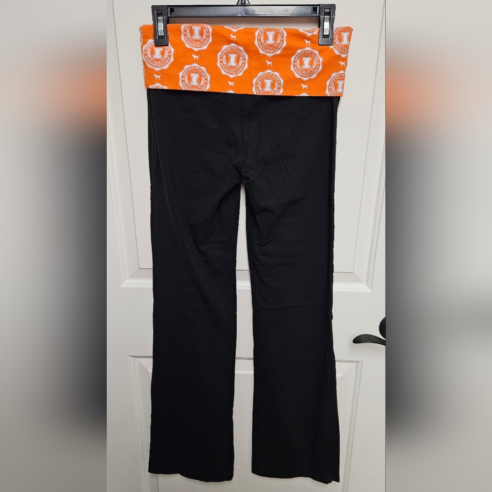 Victoria's Secret Pink University Of Illinois Black Foldover Yoga Pants